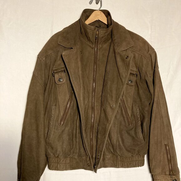 Mens Vintage WILSONS Adventure Bound Bomber Jacket - Brown Leather w/ Liner - Lg - Picture 3 of 12